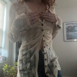Free People Lace button up shirt